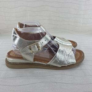Miz Mooz Womens Haley Gold Leather Summer Sandals Shoes Size 40 EU/ 9-9.5 US
